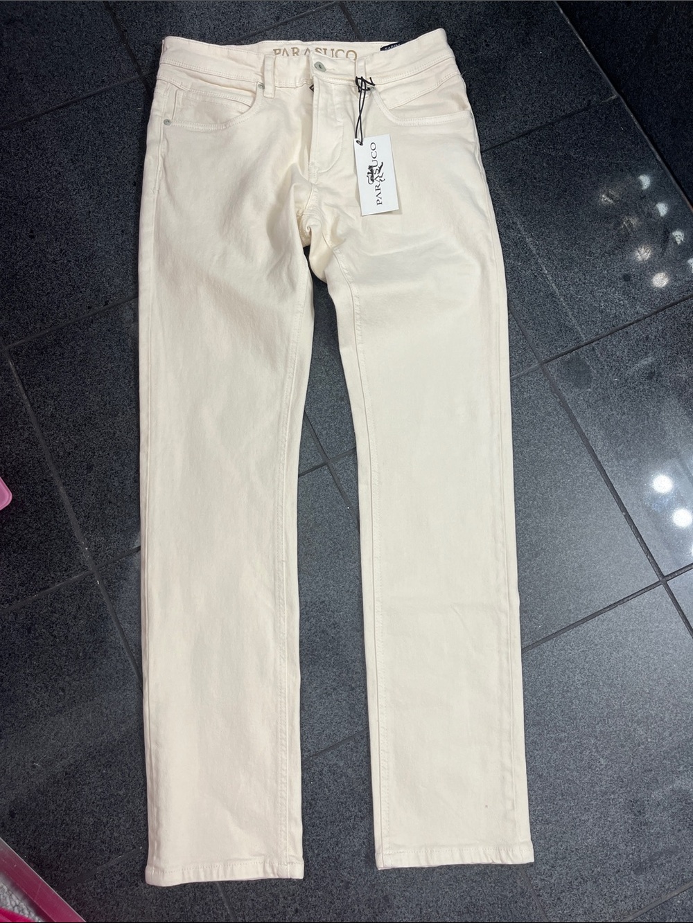 Parasuco Men’s Cream Slim Straight Jeans